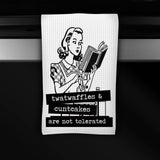 Funny waffle weave microfiber towel with bold sublimated quote and durable, absorbent design.