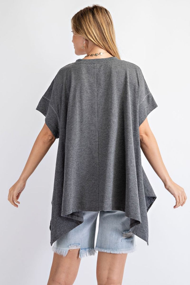 Grey Paisley Stripe Top