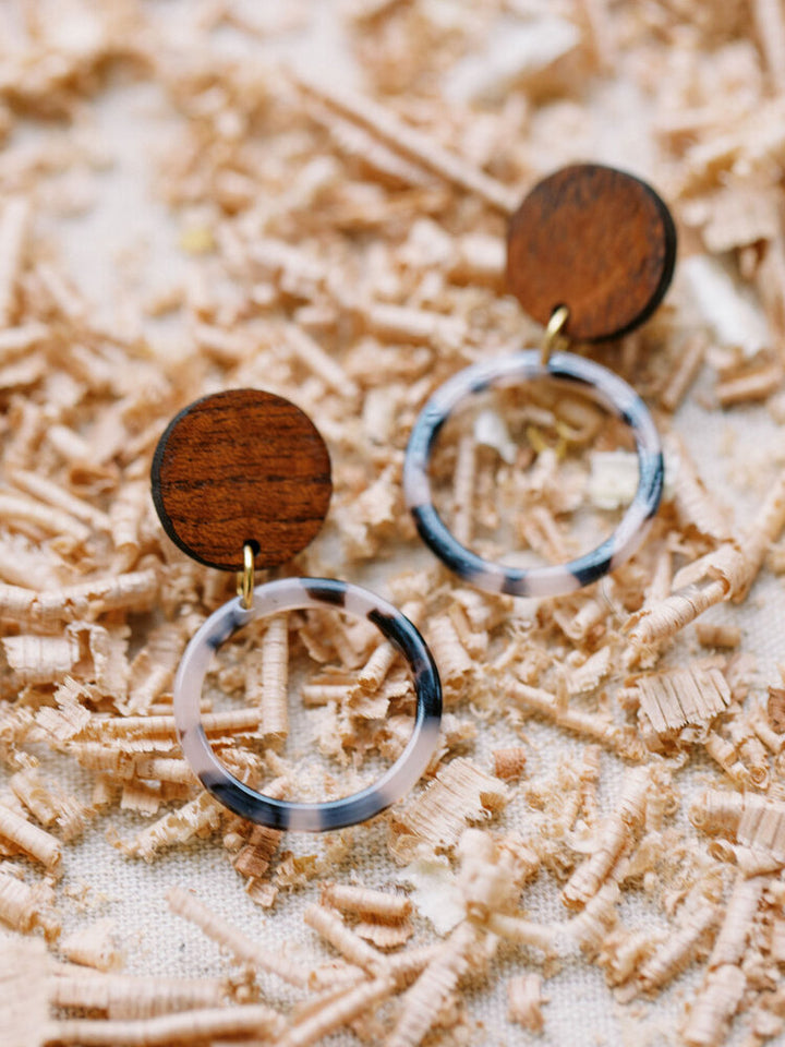 Tortoise Shell Circle Earrings