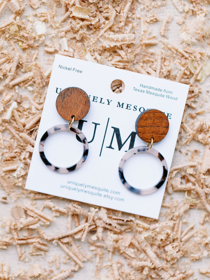 Tortoise Shell Circle Earrings