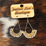 Pink Bead Wire Dangle Earrings